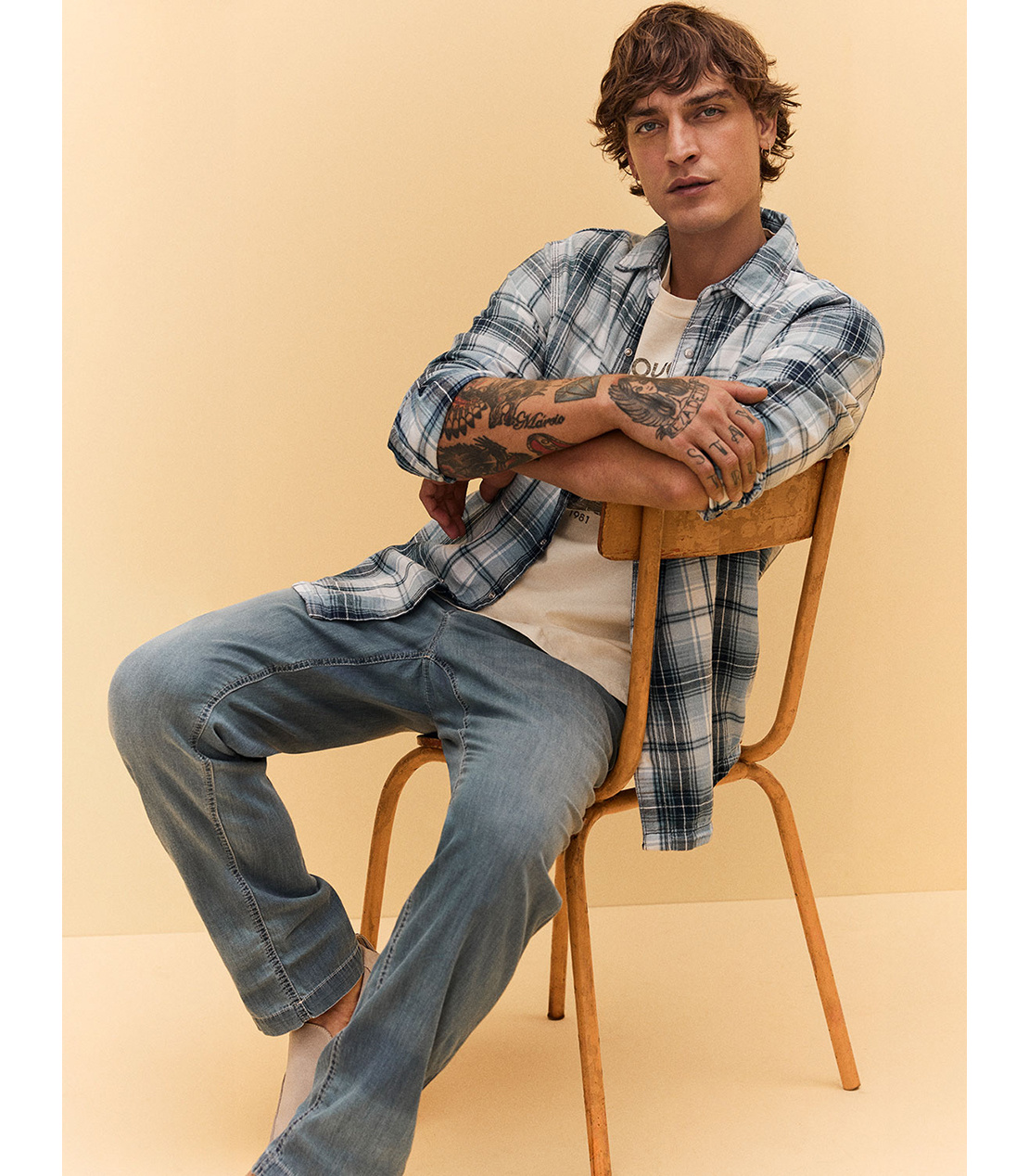 マドラスチェックレギュラーフィットシャツ 詳細画像 ブルー/ホワイト 6